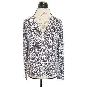 Loft Womens Cardigan Sweater Button Down Animal Print Zebra Cotton  Size Medium
